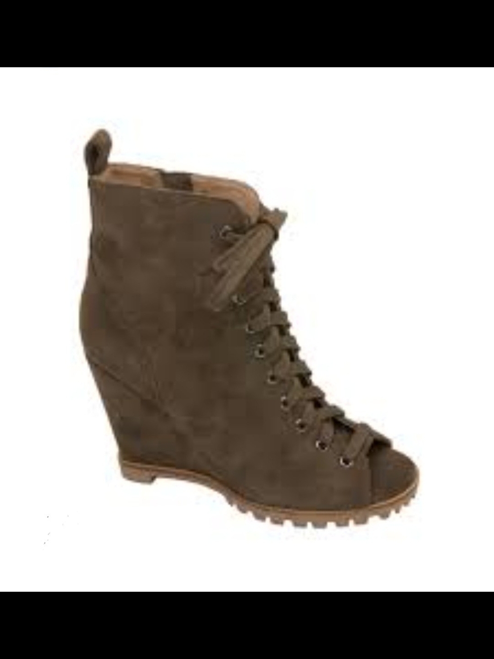 Linea Paolo Sasha Women's Olive Suede Lace-Up Wedge Bootie Sz 9M New In Box